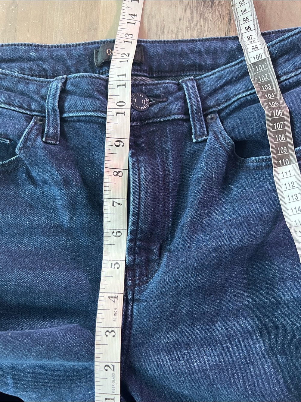 Quince Women’s Organic Cotton Dark Blue Wide Leg Jeans High Rise Stretch Size 30 - Picture 9 of 10